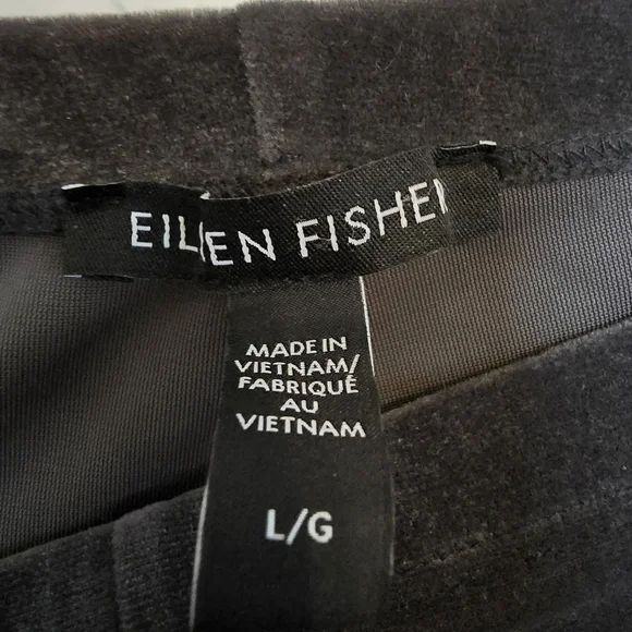 Eileen Fischer Stretch Velvet Knit Ankle Length Leggings Large Charcoal Gray - Picture 8 of 10